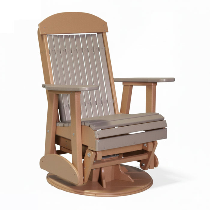 LuxCraft Weatherwood 2 foot Classic Highback Recycled Plastic Swivel Glider Chair