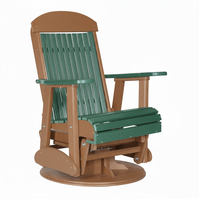 LuxCraft Green 2 foot Classic Highback Recycled Plastic Swivel Glider Chair With Cup Holder