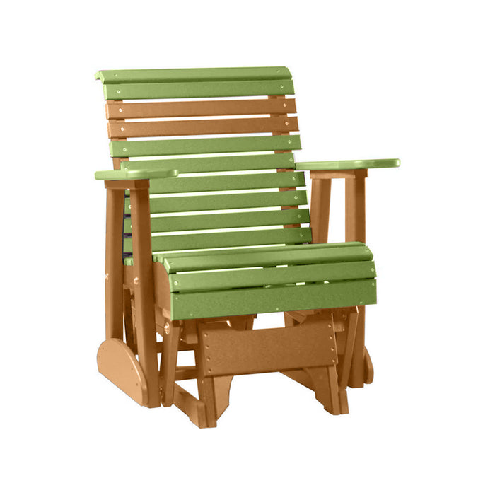 LuxCraft Lime Green 2 foot Rollback Recycled Plastic Glider Chair With Cup Holder