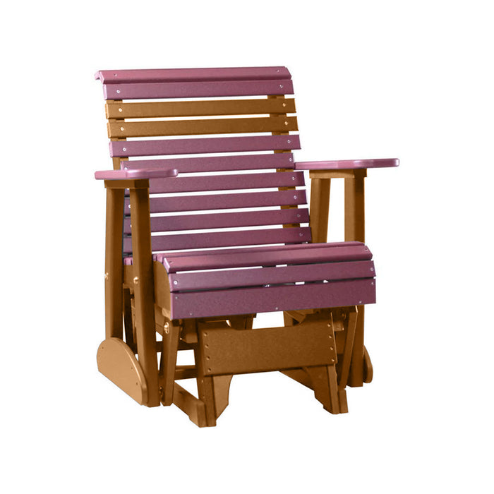 LuxCraft Cherry wood 2 foot Rollback Recycled Plastic Glider Chair With Cup Holder