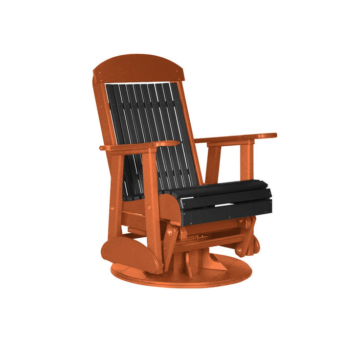 LuxCraft Black 2 foot Classic Highback Recycled Plastic Swivel Glider Chair With Cup Holder