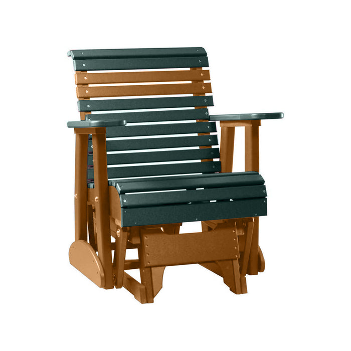 LuxCraft Green 2 foot Rollback Recycled Plastic Glider Chair With Cup Holder