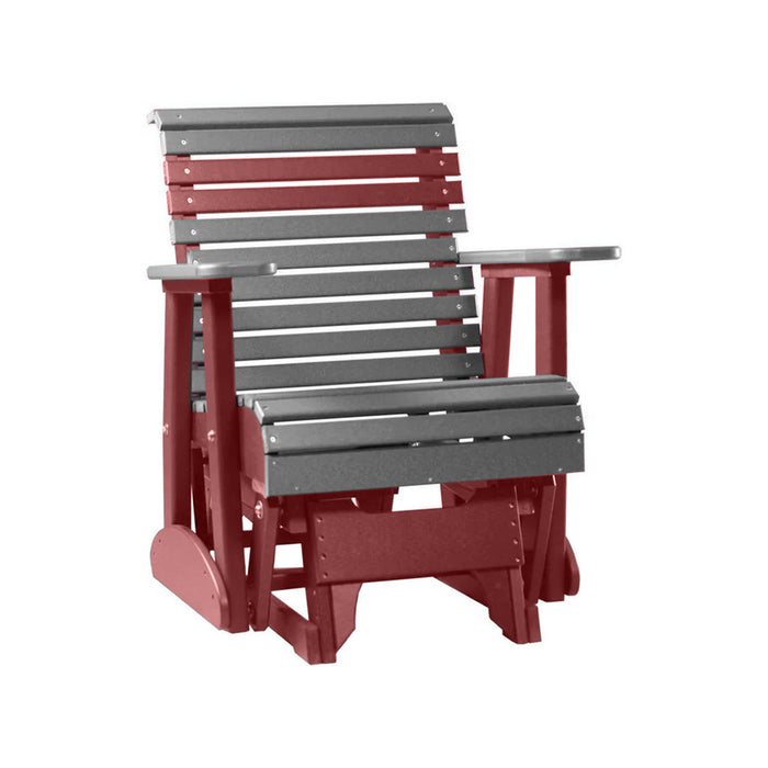 LuxCraft Slate 2 foot Rollback Recycled Plastic Glider Chair With Cup Holder