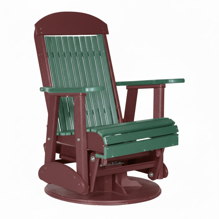 LuxCraft Green 2 foot Classic Highback Recycled Plastic Swivel Glider Chair With Cup Holder