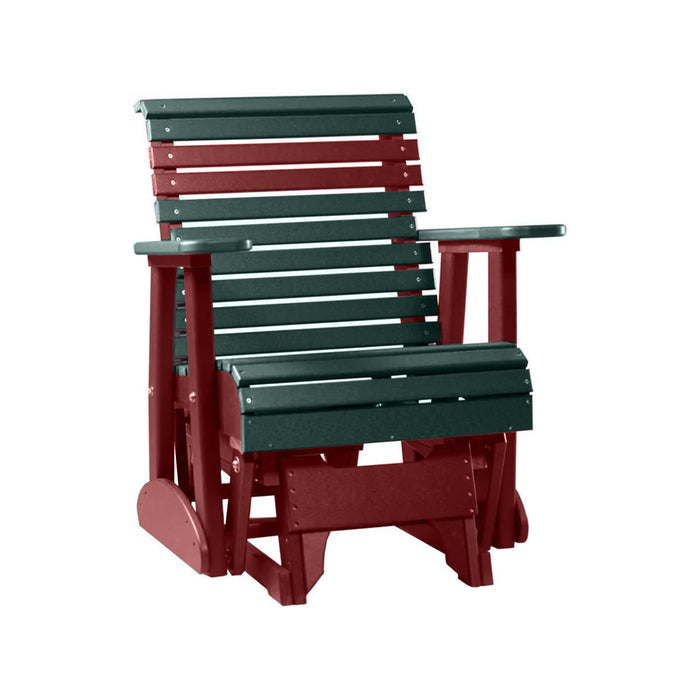 LuxCraft Green 2 foot Rollback Recycled Plastic Glider Chair With Cup Holder