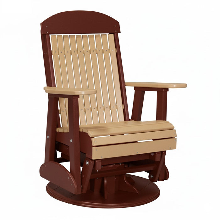 LuxCraft Cedar 2 foot Classic Highback Recycled Plastic Swivel Glider Chair