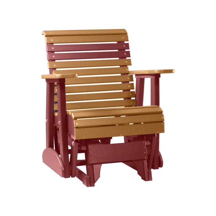 LuxCraft Cedar 2 foot Rollback Recycled Plastic Glider Chair With Cup Holder
