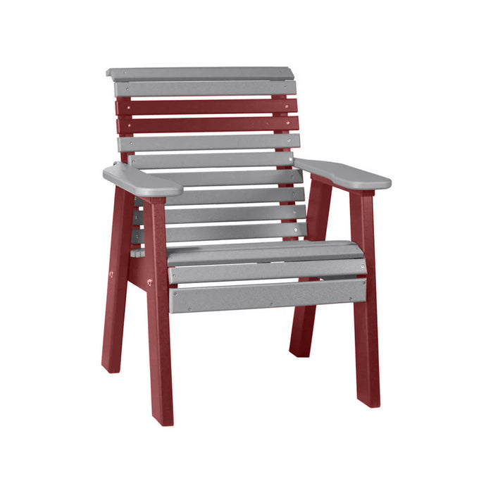 LuxCraft Gray 2' Rollback Recycled Plastic Chair With Cup Holder