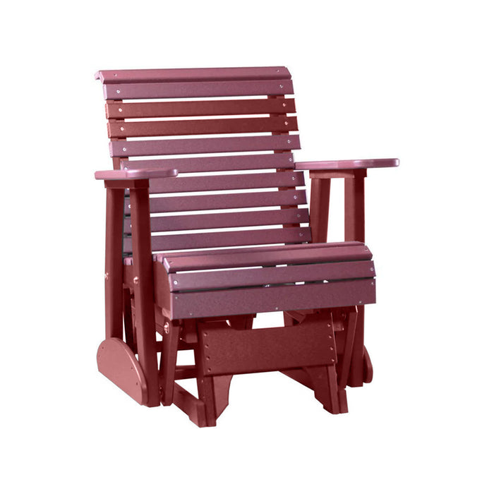 LuxCraft Cherry wood 2 foot Rollback Recycled Plastic Glider Chair With Cup Holder