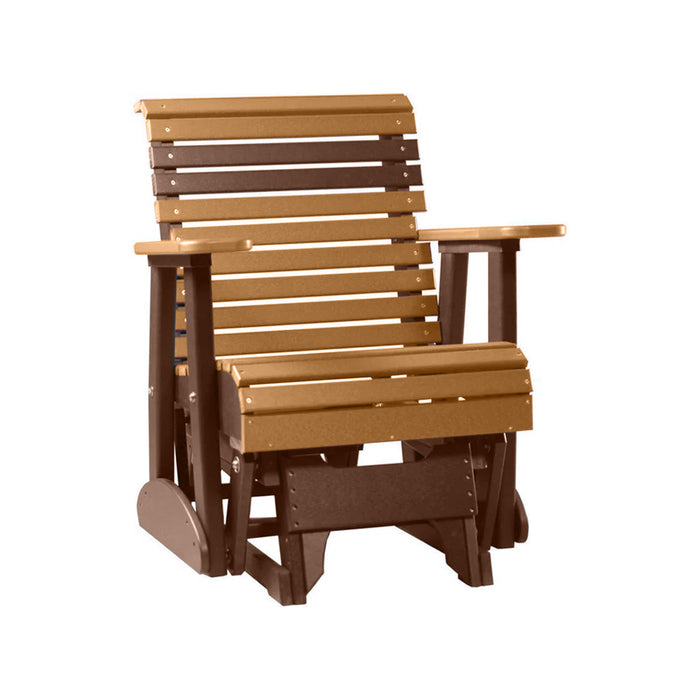 LuxCraft Cedar 2 foot Rollback Recycled Plastic Glider Chair With Cup Holder