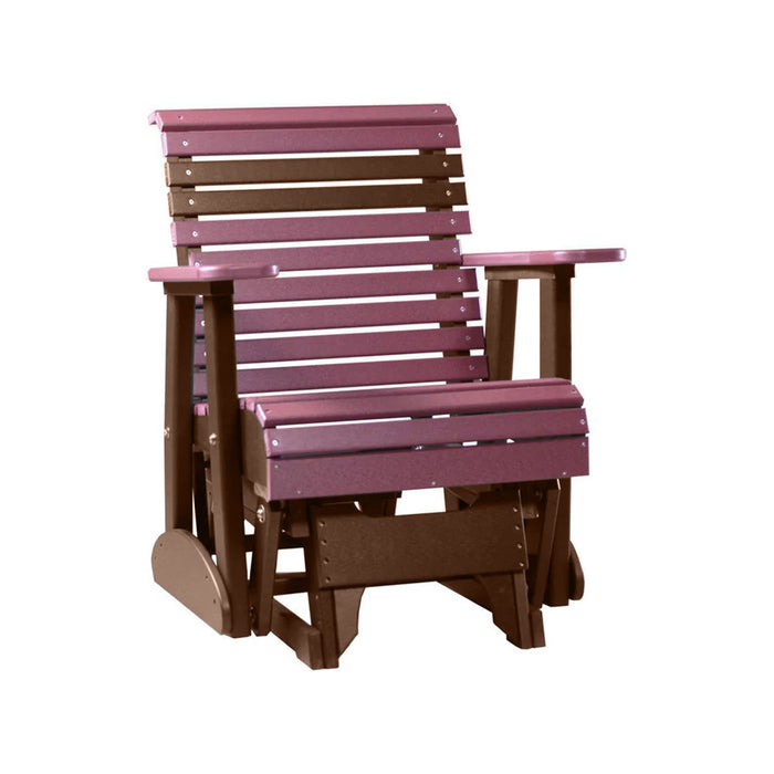 LuxCraft Cherry wood 2 foot Rollback Recycled Plastic Glider Chair With Cup Holder