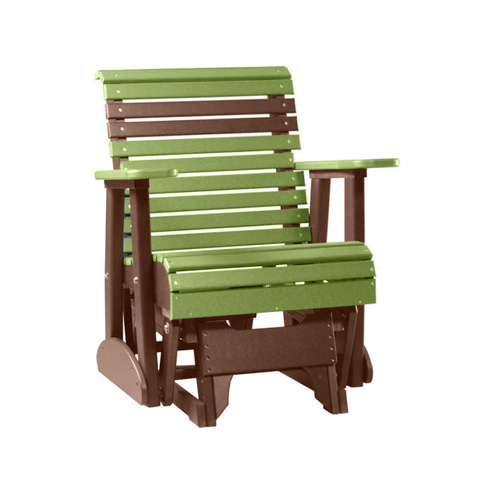 LuxCraft Lime Green 2 foot Rollback Recycled Plastic Glider Chair With Cup Holder