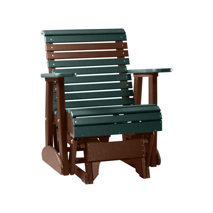 LuxCraft Green 2 foot Rollback Recycled Plastic Glider Chair With Cup Holder