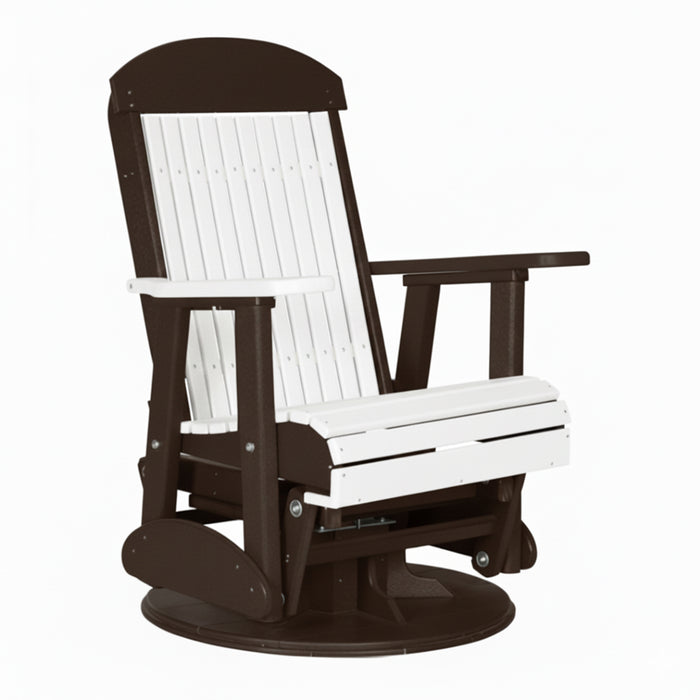 LuxCraft White 2 foot Classic Highback Recycled Plastic Swivel Glider Chair