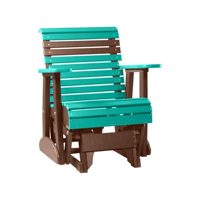 LuxCraft Aruba Blue 2 foot Rollback Recycled Plastic Glider Chair