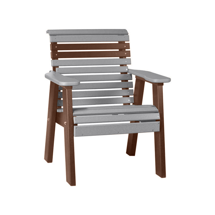 LuxCraft Gray 2' Rollback Recycled Plastic Chair With Cup Holder