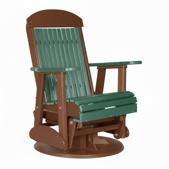 LuxCraft Green 2 foot Classic Highback Recycled Plastic Swivel Glider Chair With Cup Holder