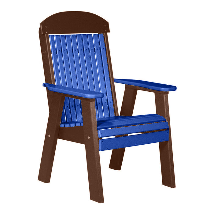 LuxCraft Blue 2' Classic Highback Recycled Plastic Chair With Cup Holder