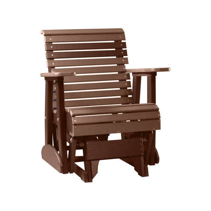 LuxCraft Antique Mahogany 2 foot Rollback Recycled Plastic Glider Chair With Cup Holder