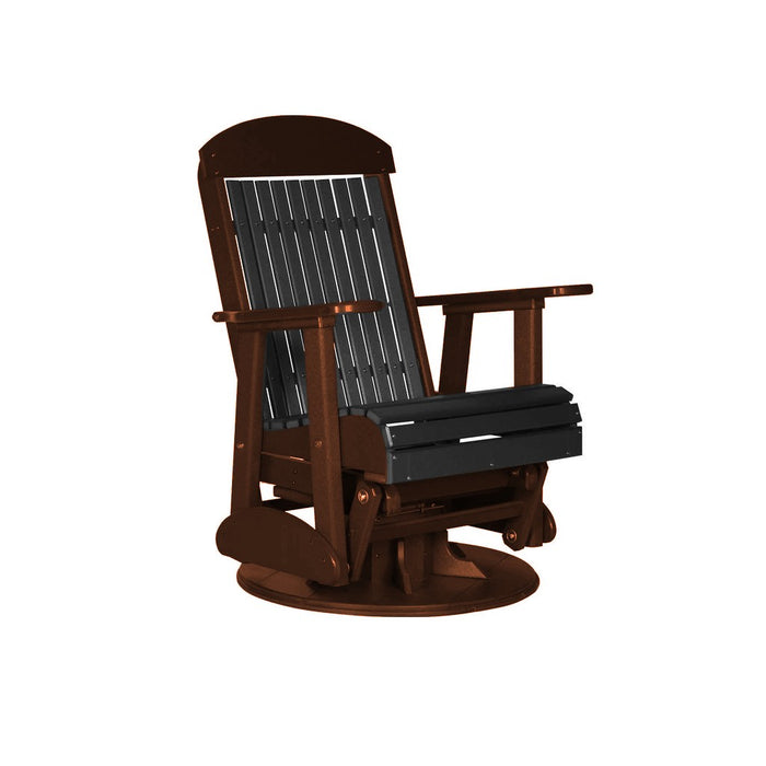 LuxCraft Black 2 foot Classic Highback Recycled Plastic Swivel Glider Chair With Cup Holder