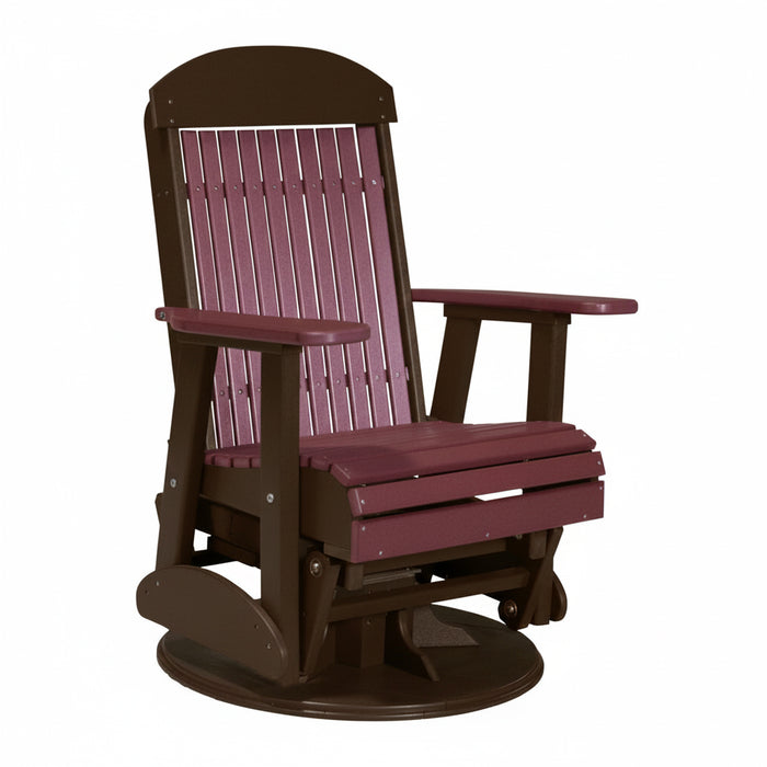 LuxCraft Cherry wood 2 foot Classic Highback Recycled Plastic Swivel Glider Chair With Cup Holder