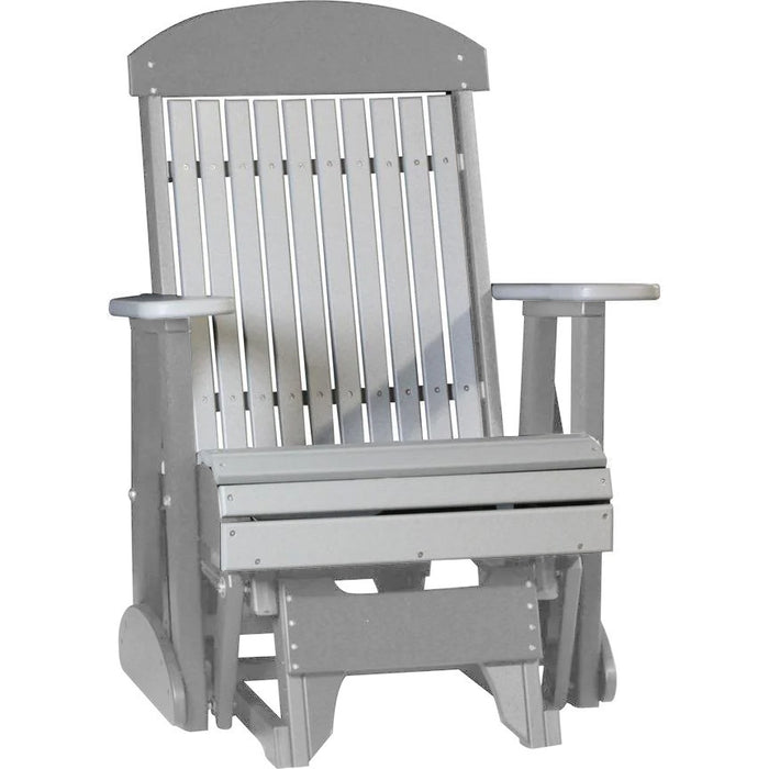 LuxCraft Dove Gray 2 foot Classic Highback Recycled Plastic Glider Chair