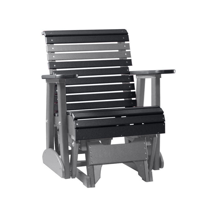 LuxCraft Black 2 foot Rollback Recycled Plastic Glider Chair With Cup Holder