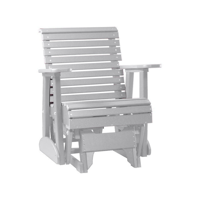 LuxCraft Dove Gray 2 foot Rollback Recycled Plastic Glider Chair With Cup Holder