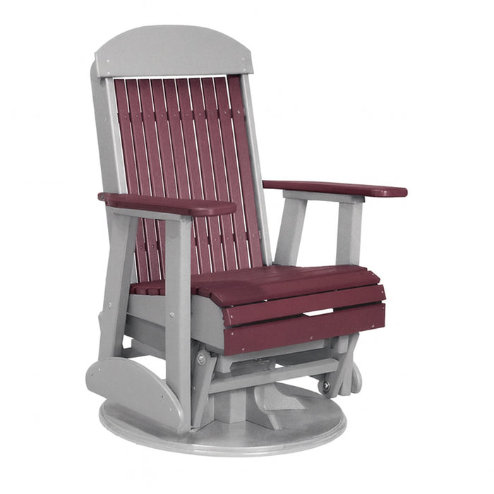 LuxCraft Cherrywood 2 foot Classic Highback Recycled Plastic Swivel Glider Chair With Cup Holder