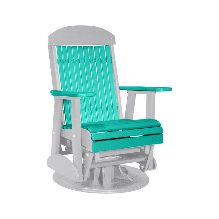 LuxCraft Aruba Blue 2 foot Classic Highback Recycled Plastic Swivel Glider Chair With Cup Holder