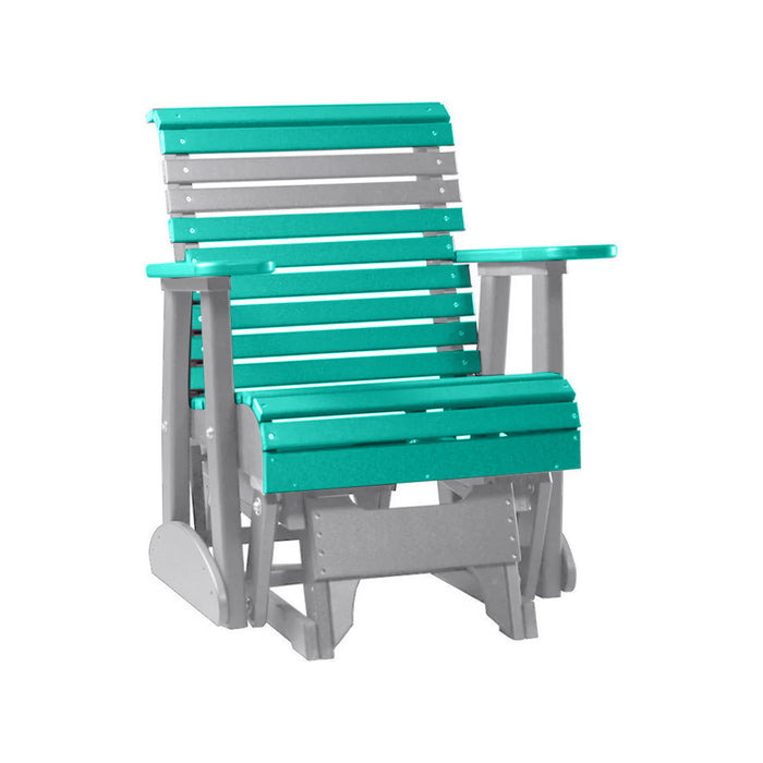 LuxCraft Aruba Blue 2 foot Rollback Recycled Plastic Glider Chair