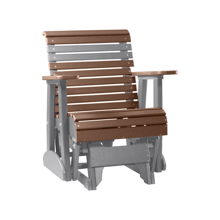 LuxCraft Antique Mahogany 2 foot Rollback Recycled Plastic Glider Chair With Cup Holder