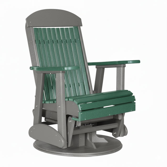 LuxCraft Green 2 foot Classic Highback Recycled Plastic Swivel Glider Chair With Cup Holder