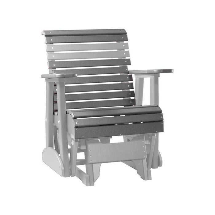 LuxCraft Slate 2 foot Rollback Recycled Plastic Glider Chair With Cup Holder