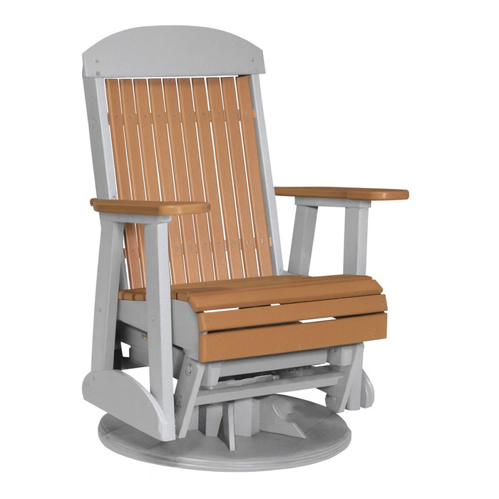 LuxCraft Cedar 2 foot Classic Highback Recycled Plastic Swivel Glider Chair