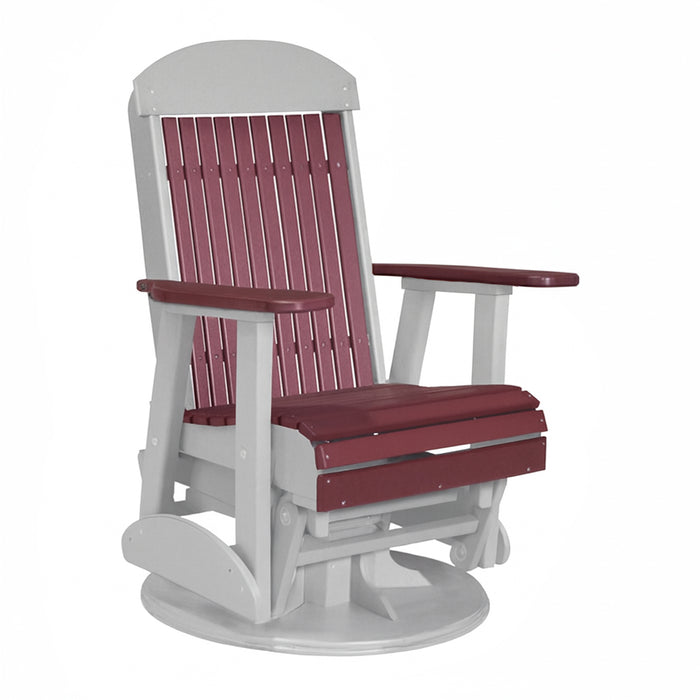 LuxCraft Cherry wood 2 foot Classic Highback Recycled Plastic Swivel Glider Chair With Cup Holder