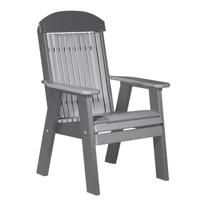 LuxCraft Dove Gray 2' Classic Highback Recycled Plastic Chair With Cup Holder