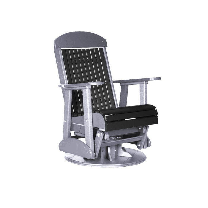 LuxCraft Black 2 foot Classic Highback Recycled Plastic Swivel Glider Chair With Cup Holder