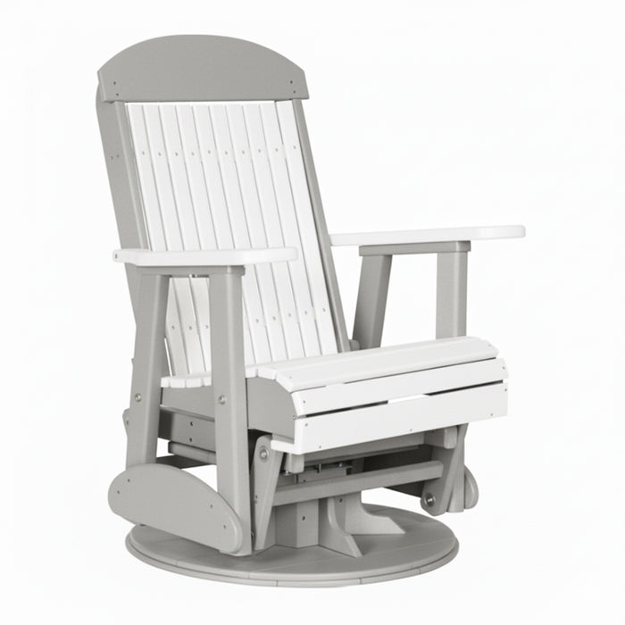 LuxCraft White 2 foot Classic Highback Recycled Plastic Swivel Glider Chair