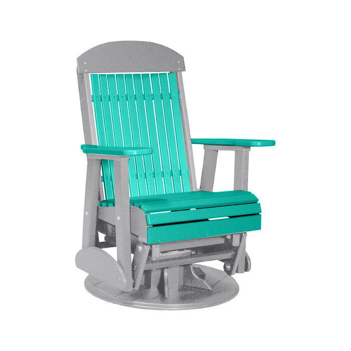 LuxCraft Aruba Blue 2 foot Classic Highback Recycled Plastic Swivel Glider Chair With Cup Holder