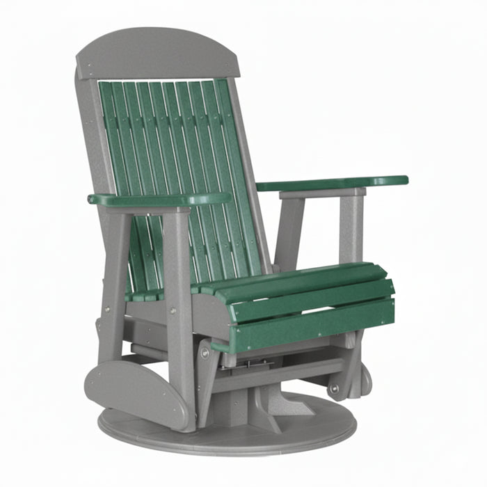 LuxCraft Green 2 foot Classic Highback Recycled Plastic Swivel Glider Chair With Cup Holder