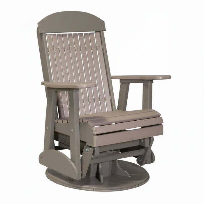 LuxCraft Weatherwood 2 foot Classic Highback Recycled Plastic Swivel Glider Chair