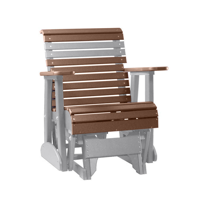 LuxCraft Antique Mahogany 2 foot Rollback Recycled Plastic Glider Chair With Cup Holder