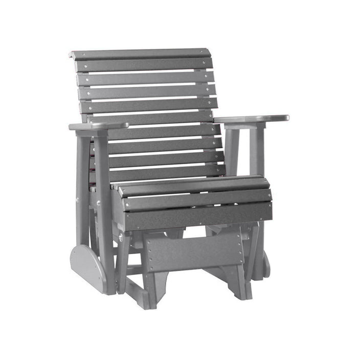 LuxCraft Slate 2 foot Rollback Recycled Plastic Glider Chair With Cup Holder