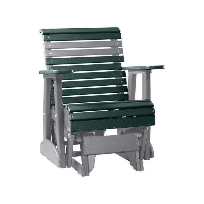 LuxCraft Green 2 foot Rollback Recycled Plastic Glider Chair With Cup Holder
