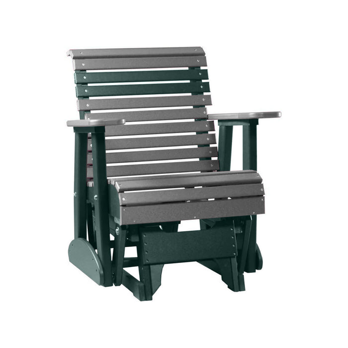 LuxCraft Slate 2 foot Rollback Recycled Plastic Glider Chair With Cup Holder