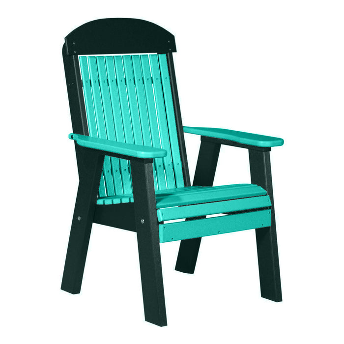LuxCraft Aruba Blue 2' Classic Highback Recycled Plastic Chair With Cup Holder