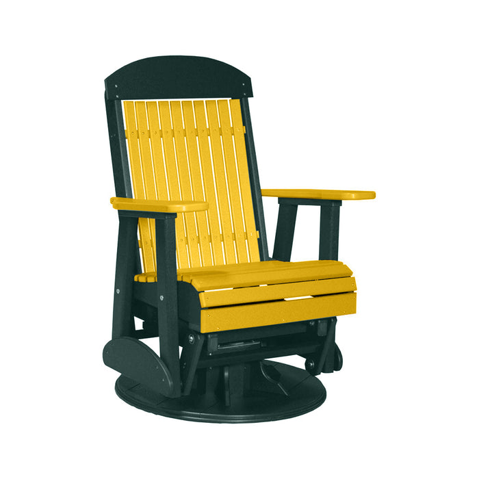 LuxCraft Yellow 2 foot Classic Highback Recycled Plastic Swivel Glider Chair