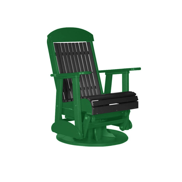 LuxCraft Black 2 foot Classic Highback Recycled Plastic Swivel Glider Chair With Cup Holder