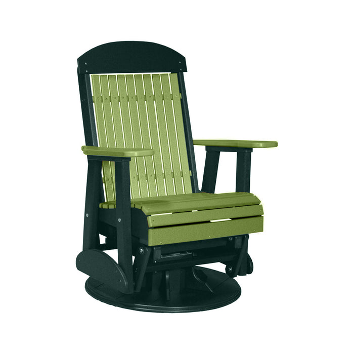 LuxCraft Lime Green 2 foot Classic Highback Recycled Plastic Swivel Glider Chair With Cup Holder